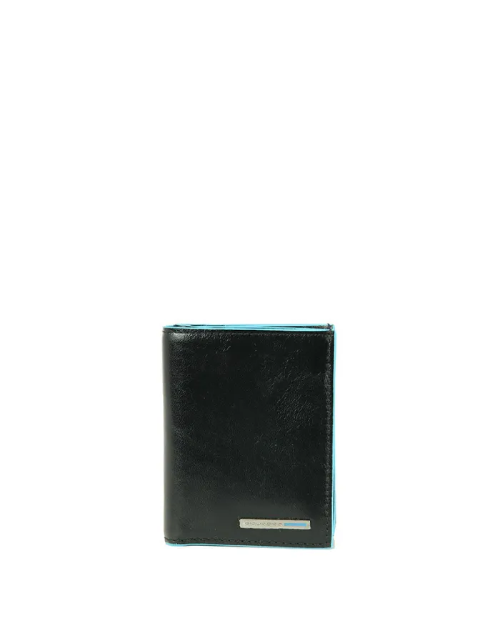 Piquadro Portafoglio piccolo in pelle Blue square Nero