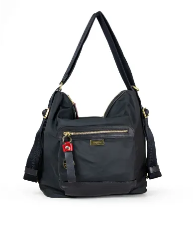 Nannini Borsa zaino in tessuto Liberty Nero/Rosso