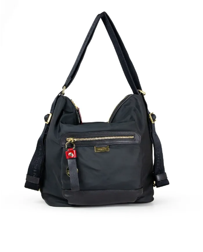 Nannini Borsa zaino in tessuto Liberty Nero/Rosso