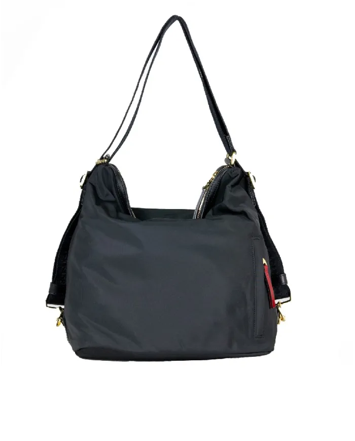 Nannini Borsa zaino in tessuto Liberty Nero/Rosso