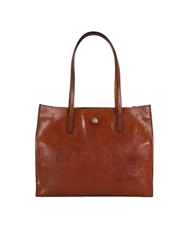 CHIARUGI Shopping bag pelle cuoio Marrone