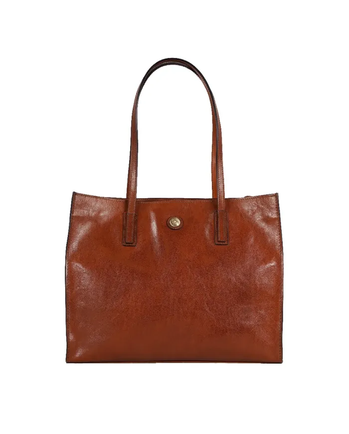 CHIARUGI Shopping bag pelle cuoio Marrone