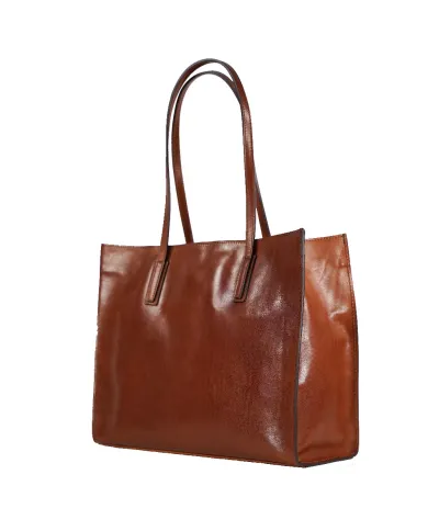 CHIARUGI Shopping bag pelle cuoio Marrone