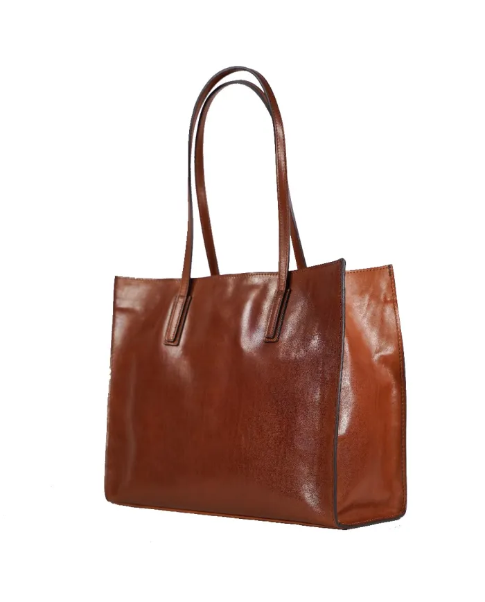 CHIARUGI Shopping bag pelle cuoio Marrone
