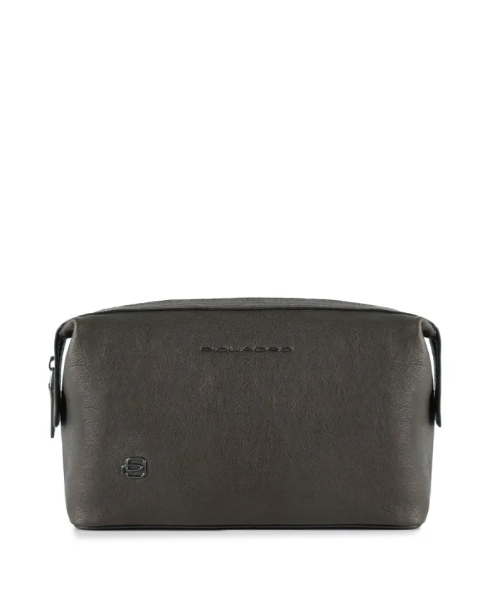 Piquadro Necessaire pelle Black Square Testa moro