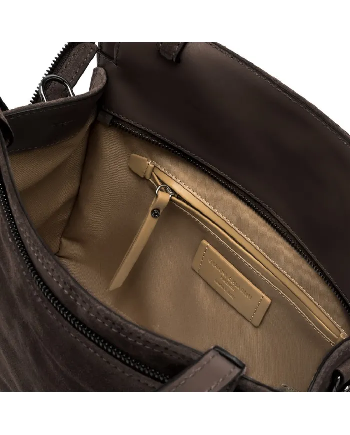 Gianni Chiarini Borsa a mano pelle scamosciata Janis Testa moro