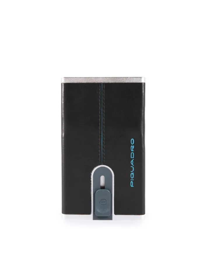Piquadro Porta carte di credito con sliding system "Blue square" Nero