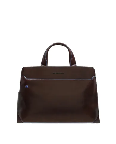 Piquadro Cartella in pelle porta pc 15,6" Blue square Mogano
