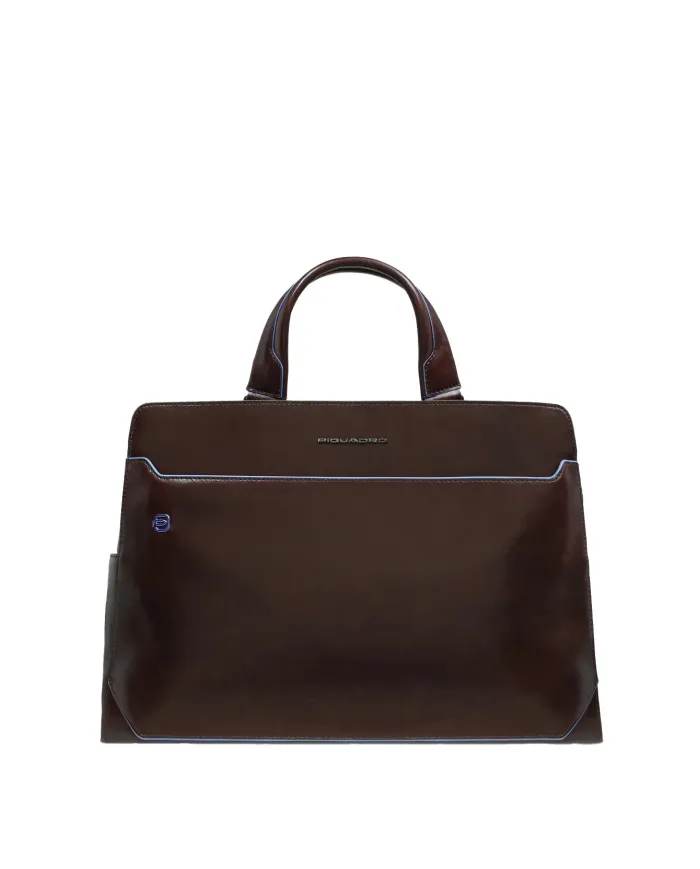 Piquadro Cartella in pelle porta pc 15,6" Blue square Mogano