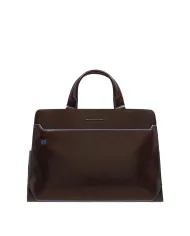 Piquadro Cartella in pelle porta pc 15,6" Blue square Mogano