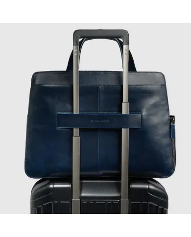 Piquadro Cartella in pelle porta pc 15,6" Blue square Mogano