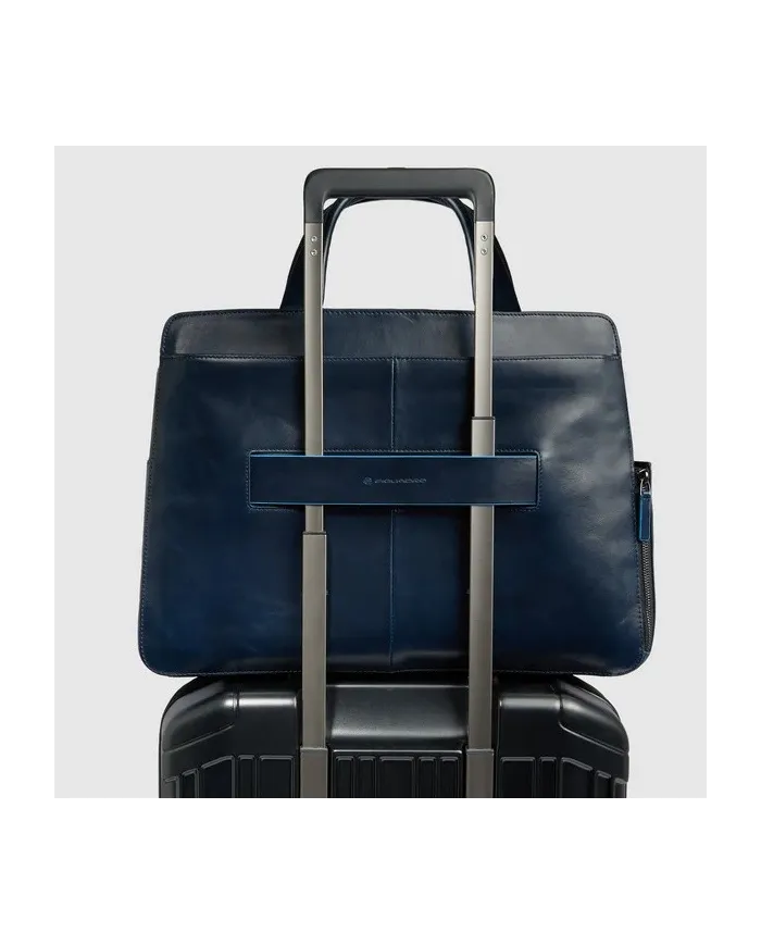 Piquadro Cartella in pelle porta pc 15,6" Blue square Mogano