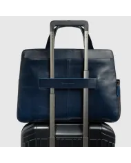 Piquadro Cartella in pelle porta pc 15,6" Blue square Mogano