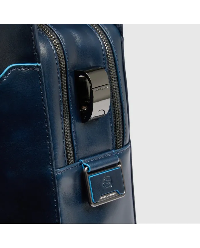 Piquadro Cartella in pelle porta pc 15,6" Blue square Mogano