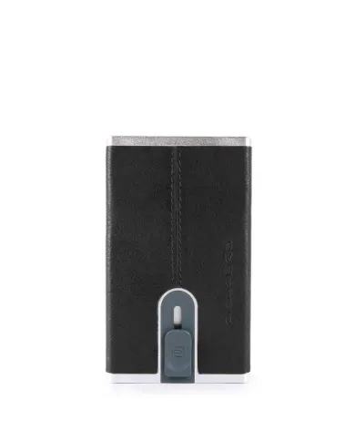 Piquadro Porta carte di credito con sliding system "Black square" Nero
