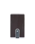 Piquadro Porta carte di credito con sliding system "Black square" Testa moro