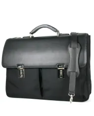 Bric's Cartella in tessuto e pelle Bric's linea "Privacy". Nero