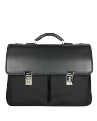 Bric's Cartella in tessuto e pelle Bric's linea "Privacy". Nero