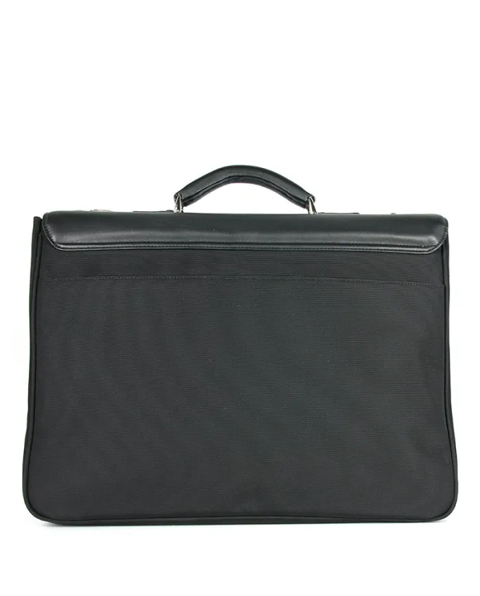 Bric's Cartella in tessuto e pelle Bric's linea "Privacy". Nero