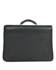 Bric's Cartella in tessuto e pelle Bric's linea "Privacy". Nero