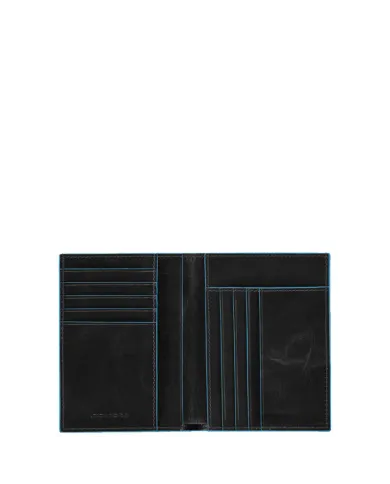 Piquadro Porta fogli verticale Piquadro in pelle da uomo, linea "Blue square". Nero