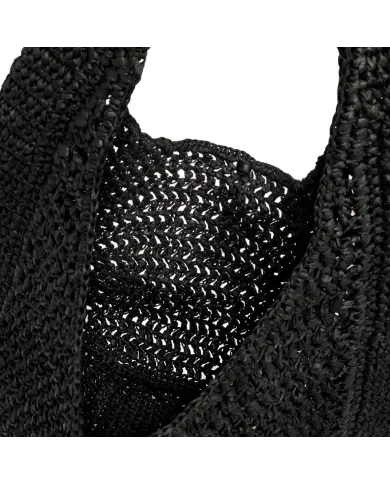Gianni Chiarini Borsa rafia crochet Nefeli Nero