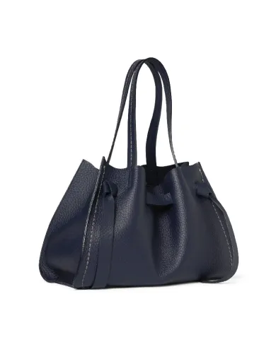 Visona Borsa a Mano in Vera Pelle Vittoria con Tracolla – Made in Italy Blu