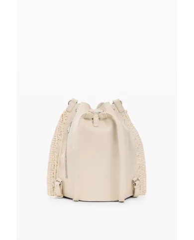 Desigual Borsa con ricami e borchie – Tracolla e Zainetto 2 in 1 Bianco
