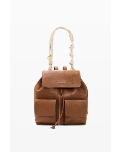 Desigual Zaino borsa ricamato con patta Marrone