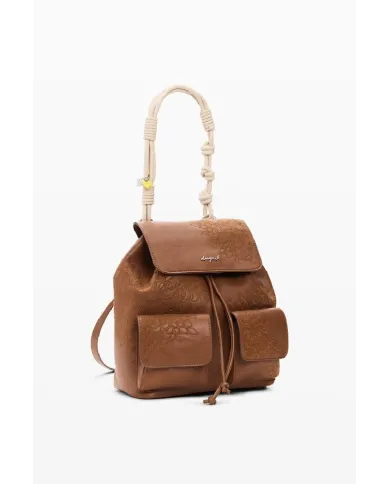 Desigual Zaino borsa ricamato con patta Marrone