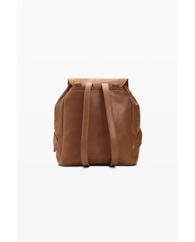 Desigual Zaino borsa ricamato con patta Marrone