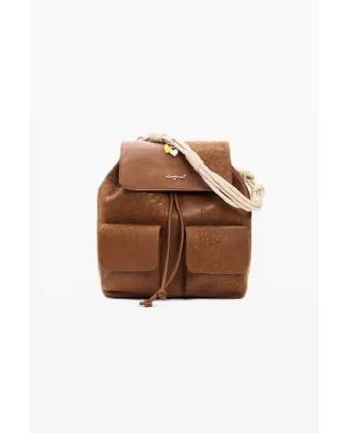 Desigual Zaino borsa ricamato con patta Marrone