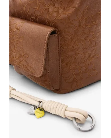 Desigual Zaino borsa ricamato con patta Marrone