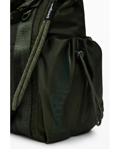 Desigual Borsa Secchiello in Tessuto Cerato Vintage – Tracolla e Zainetto 2 in 1 con Tasche Multiple Verde