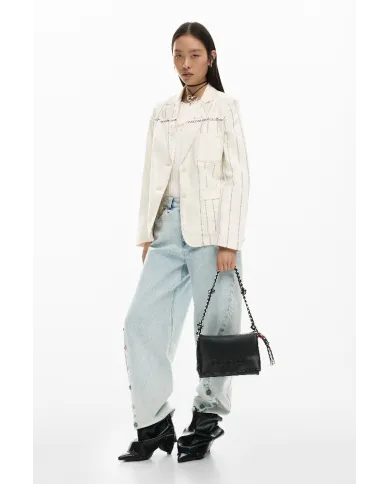Desigual Borsa tracolla con patta logata Nero
