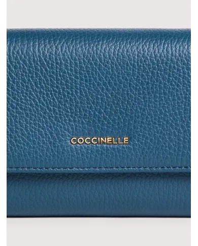 Coccinelle Portafoglio grande in pelle "Metallic soft" Avio
