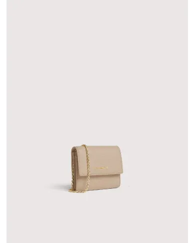 Coccinelle Portafoglio piccolo in pelle con tracolla Metallic Soft Beige