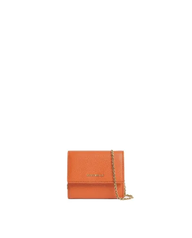 Coccinelle Portafoglio piccolo in pelle con tracolla Metallic Soft Cuoio