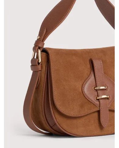 Coccinelle Borsa in pelle Mavery suede small Cognac