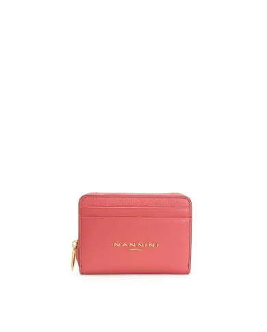Nannini Porta carte di credito donna in pelle con chiusura zip Wallis Rosso Geranio