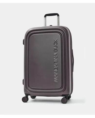 Mandarina Duck Logoduck+ Trolley Medio Rigido Espandibile - Valigia 4 Ruote in Policarbonato Marrone