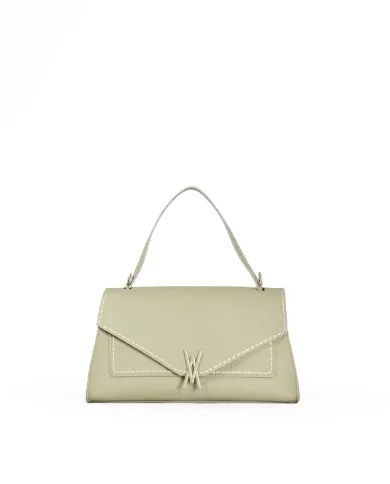 Visona Borsa donna a mano in pelle Valentina Verde chiaro