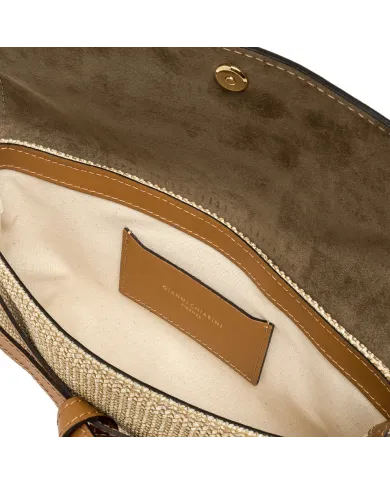 Gianni Chiarini Pochette Belty in Paglia e pelle Beige/Cuoio