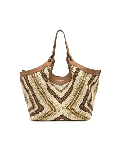Gianni Chiarini Borsa Shopping Dua in Paglia Intrecciata Cuoio/Multicolor