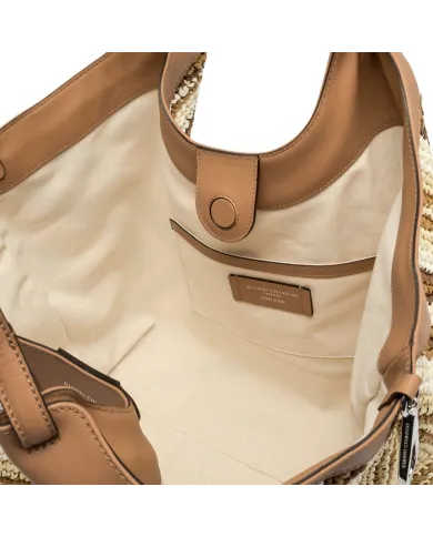 Gianni Chiarini Borsa Shopping Dua in Paglia Intrecciata Cuoio/Multicolor