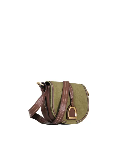 La Martina Borsa bandoliera in Canvas vintage Verde/Testa moro