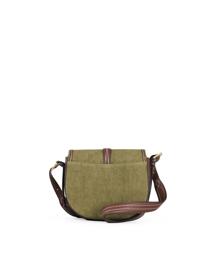 La Martina Borsa bandoliera in Canvas vintage Verde/Testa moro