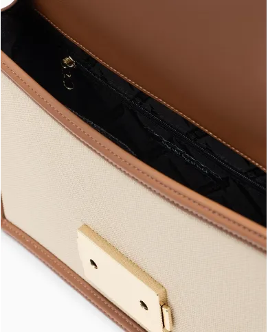 Armani Exchange Borsa a tracolla lino Beige/Cuoio