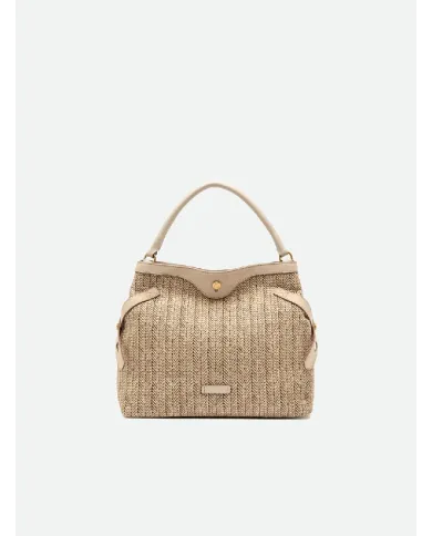 Gianni Chiarini Borsa in paglia e pelle Claudette Sabbia