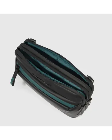 Piquadro Pochette tessuto impermeabile con tracolla Nero